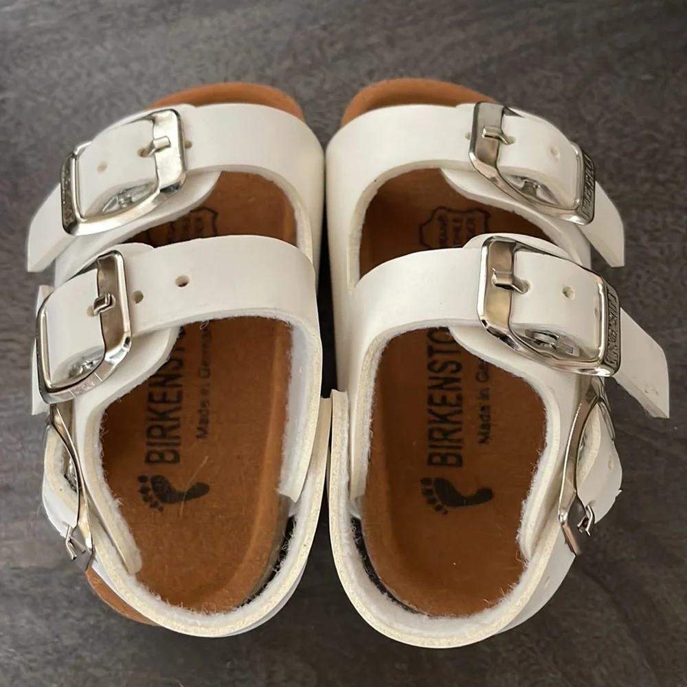 Birkenstock White Kids Double Buckle Sandals